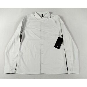 Lululemon Flannel Shirt Men Medium Off White Masons Peak Quick Dry Casual Travel